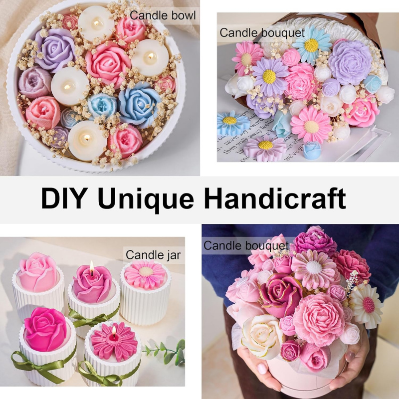5Flower Candle Mold Set，3D Flo - Candle Making For Beginners 评论和价格