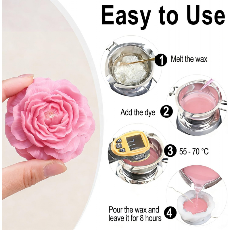 5Flower Candle Mold Set，3D Flo - Candle Making For Beginners 评论和价格
