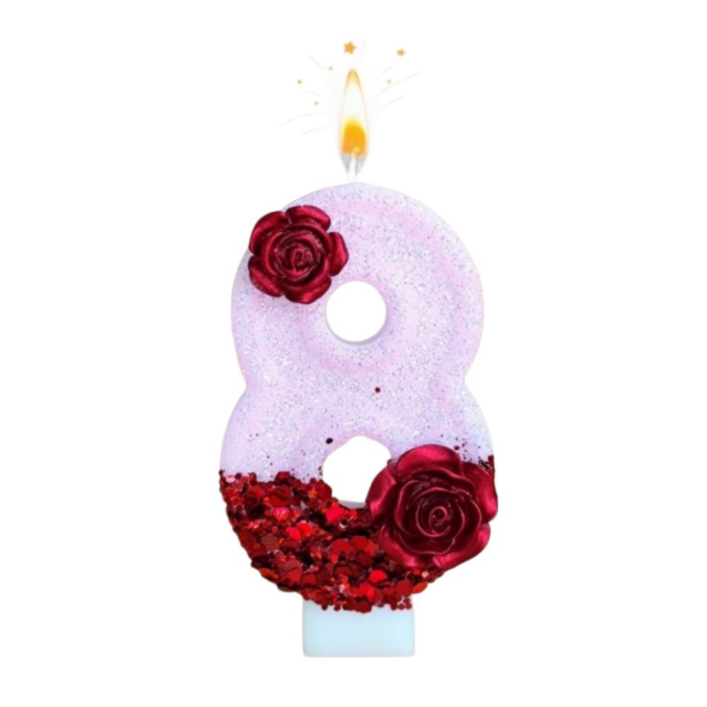 Number Pink Glitter Red Rose F - Candle Making Things 评论和价格