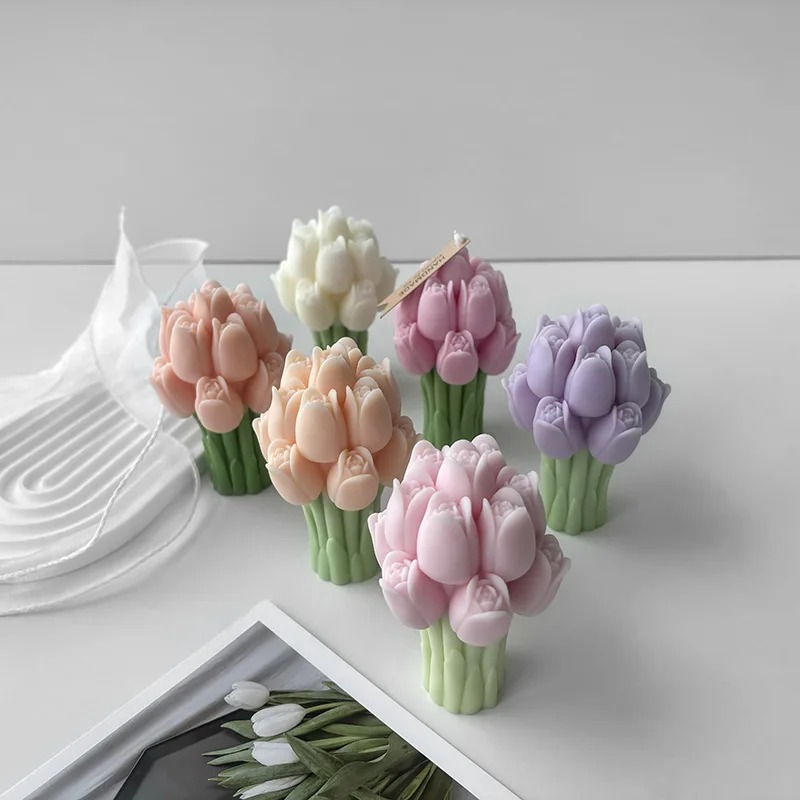 3D Tulip Bouquet Silicone Cand - Candle Making For Beginners 评论和价格